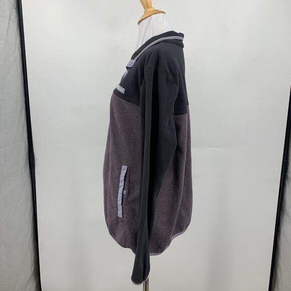 Columbia Sweatshirt Womens L Large Gray Purple Fleece Snap Buttons Pullover - Picture 4 of 13